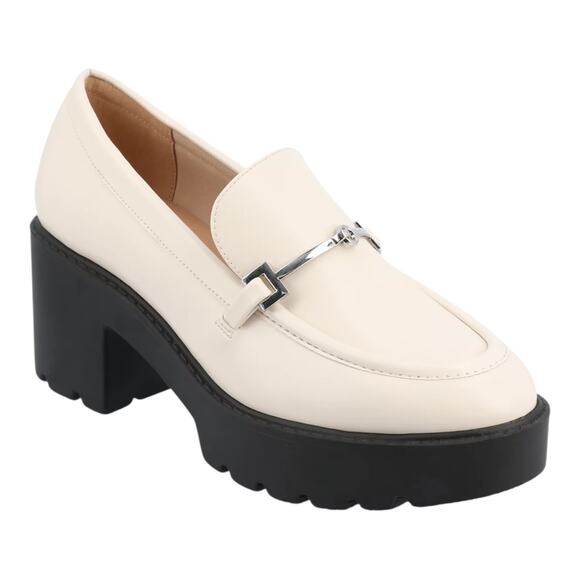 Journee Women's Kezziah Platform Lug Loafers Off White Size 8 1/2 - Picture 1 of 5
